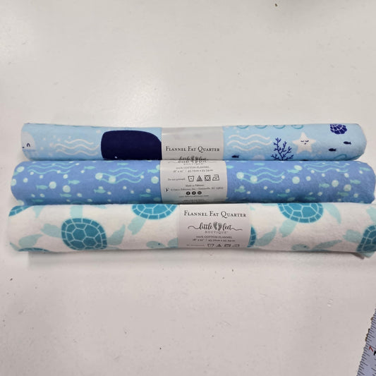 3 Fat Quarters - Sea - 3 Wishes Flannel
