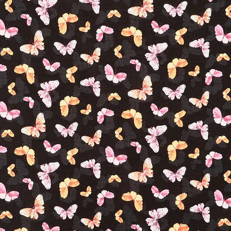 CLEARANCE Botanical Magic Black Butterflies - Wilmington Prints Cotton