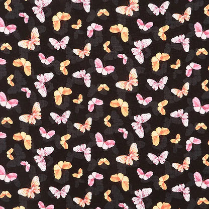 CLEARANCE Botanical Magic Black Butterflies - Wilmington Prints Cotton
