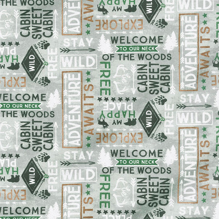 CLEARANCE Grey Cabin Welcome - Wilmington Flannel