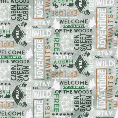 CLEARANCE Grey Cabin Welcome - Wilmington Flannel