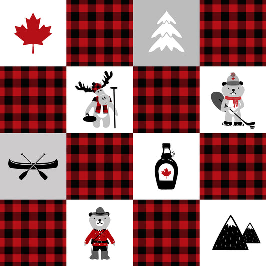 Canadian Patchwork Funky Monkey Exclusive - Shannon Fabrics Minky