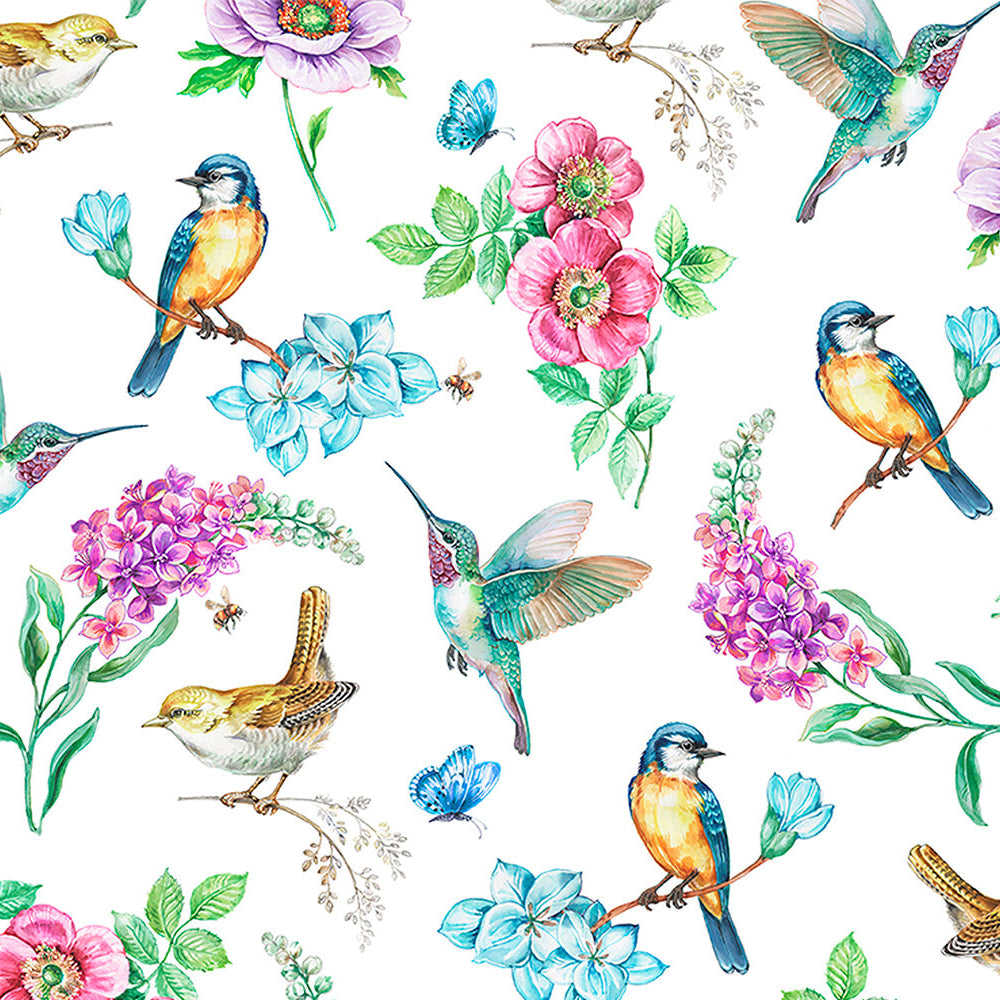 Birds in Bloom Multi - Shannon Fabrics Cuddle Minky