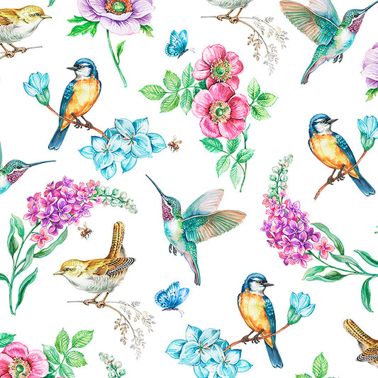 Birds in Bloom Multi - Shannon Fabrics Cuddle Minky