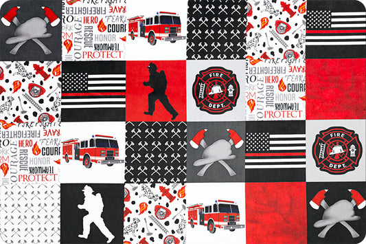 Firefighter Scarlet Digital - Shannon Fabrics Cuddle Minky