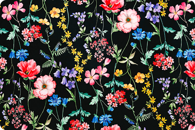 Black Florist Digital - Shannon Fabrics Cuddle Minky