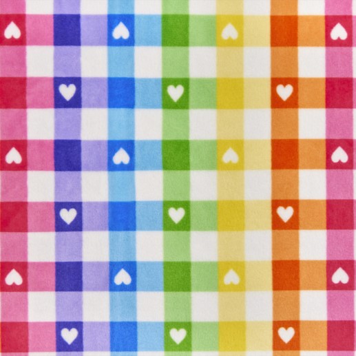 Gingham Hearts Fuchsia Digital - Shannon Fabrics Cuddle Minky