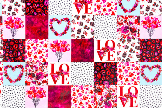 Love Patch Scarlet Digital - Shannon Fabrics Cuddle Minky