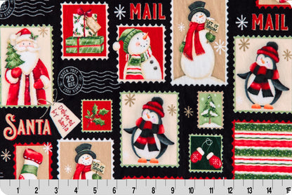 Black Merry Mail Digital - Shannon Fabrics Cuddle Minky (DCMERRYMAILBLACK)