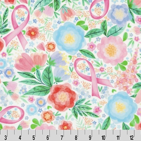 Ribbon of Hope Pink Digital - Shannon Fabrics Cuddle Minky
