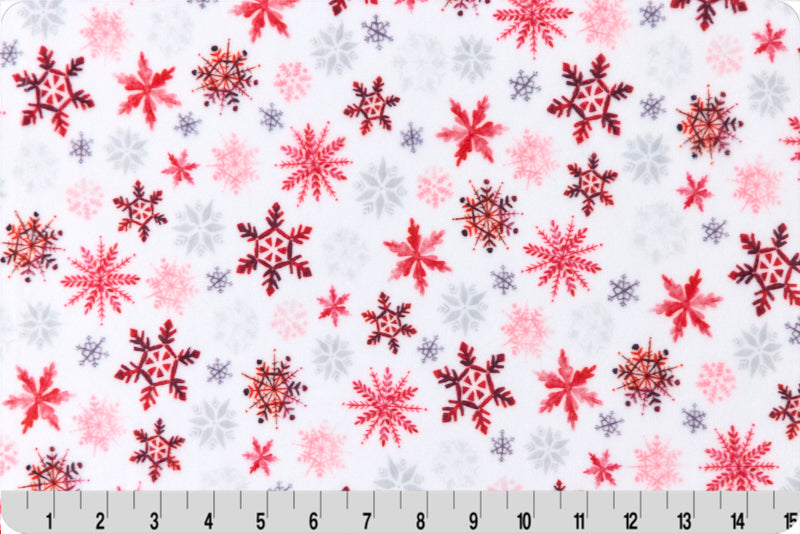 Scarlet Snow Frost Digital - Shannon Fabrics Cuddle Minky (DCSNOWFROSTSCARLET)