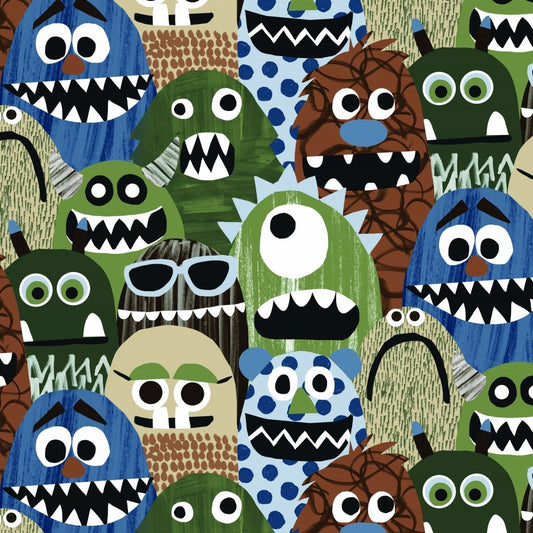 Loden Tickle Monster Digital - Shannon Fabrics Cuddle Minky