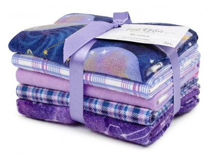 5 Fat Quarters - Purple Celestial - 3 Wishes Flannel