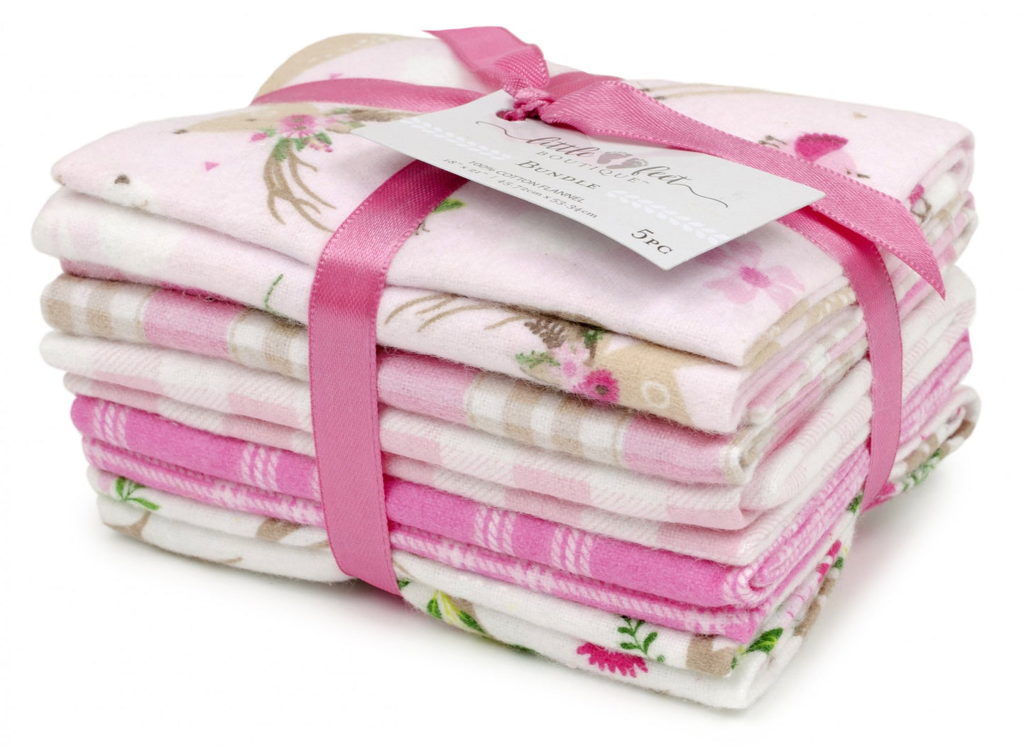 5 Fat Quarters - Pink Wild & Free - 3 Wishes Flannel