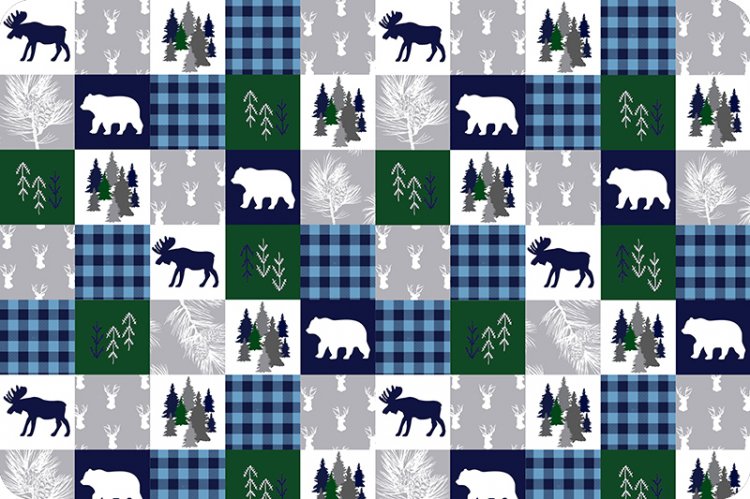 Navy Cabin Quilt - Shannon Fabrics Minky (CABINQUILTNAVY)