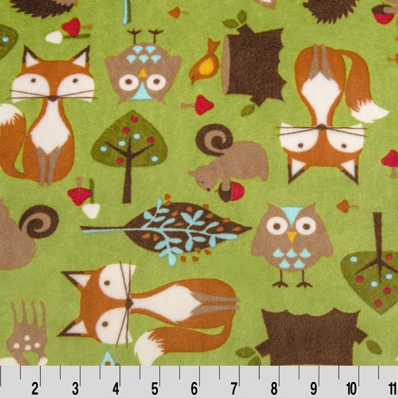 Kiwi Forest Tails - Shannon Fabrics Cuddle Minky
