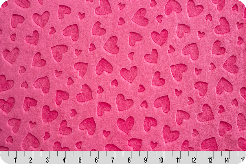 Fuchsia Embossed Hearts - Shannon Fabrics Cuddle Minky