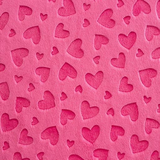 Fuchsia Embossed Hearts - Shannon Fabrics Cuddle Minky