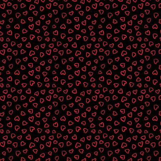 Happy Hearts on Black - Wilmington Prints Cotton