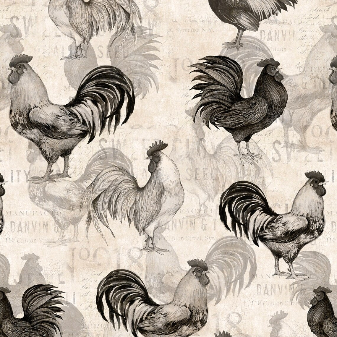 Neutral Proud Rooster - Wilmington Prints Cotton