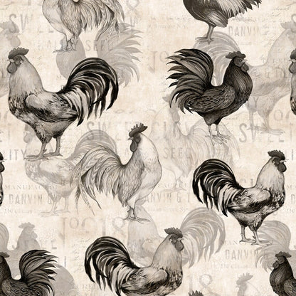 Neutral Proud Rooster - Wilmington Prints Cotton