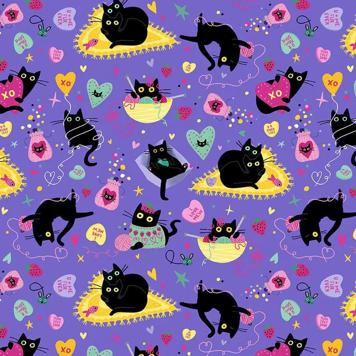 Pansy Hugs N Purrs - Dear Stella Cotton (DSDLW2978pans)