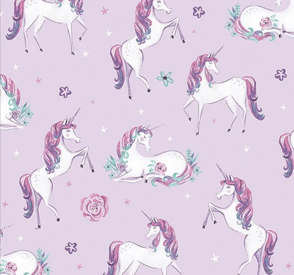Unicorn Dreamers on Light Pink with Metallic - Benartex Cotton