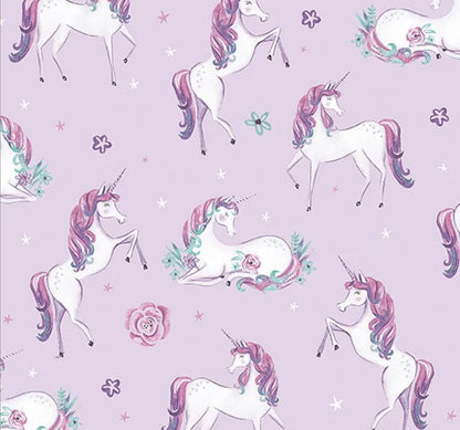 Unicorn Dreamers on Light Pink with Metallic - Benartex Cotton