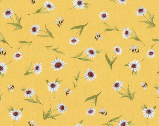 Yellow Daisy and Bee Toss - Wilmington Prints Cotton