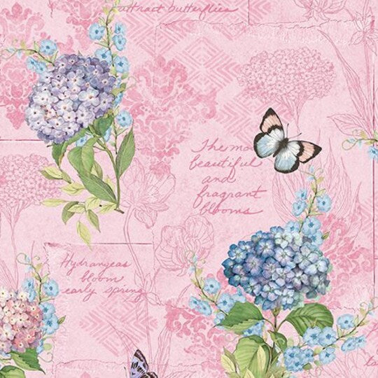 Hydrangea Mist Pink Monograph - Wilmington Prints Cotton