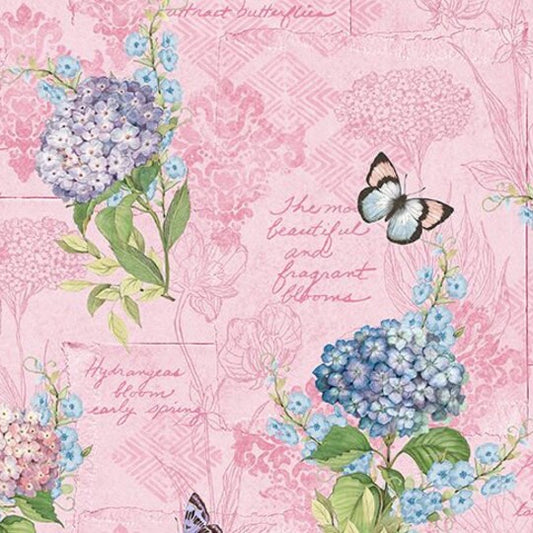 Hydrangea Mist Pink Monograph - Wilmington Prints Cotton