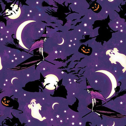 CLEARANCE Witches on Purple - Studio E Cotton