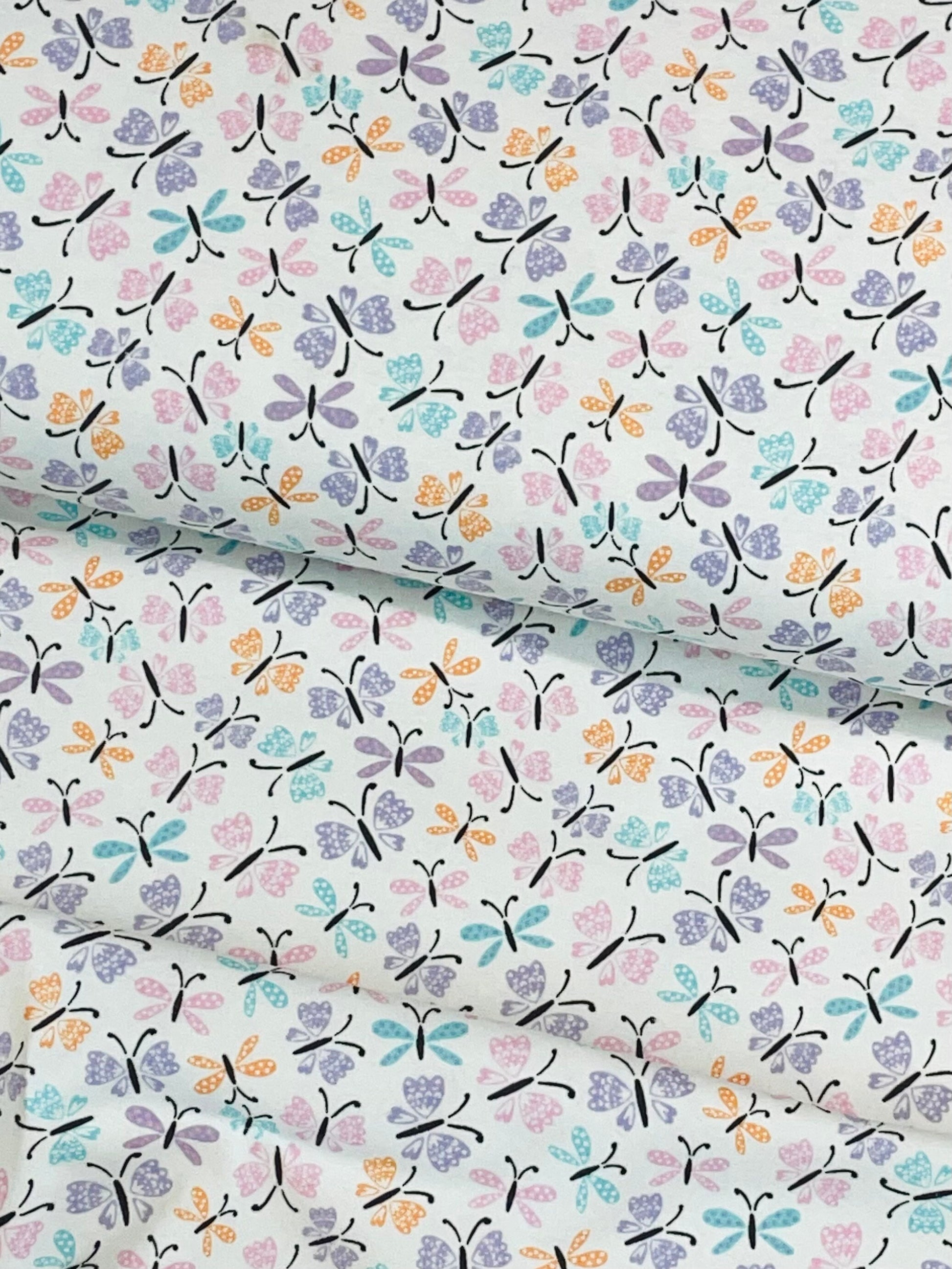  CLEARANCE Butterflies on White - Camelot Flannel (89221101B-01)