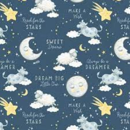 Reach For the Stars Navy - Wilmington Prints Cotton