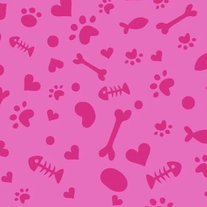 Pink Fish, Hearts, Paws & Bones - David Textiles
