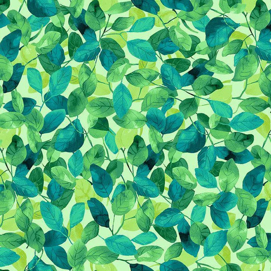 Leaves on Green - Living Color - Timeless Treasures Cotton