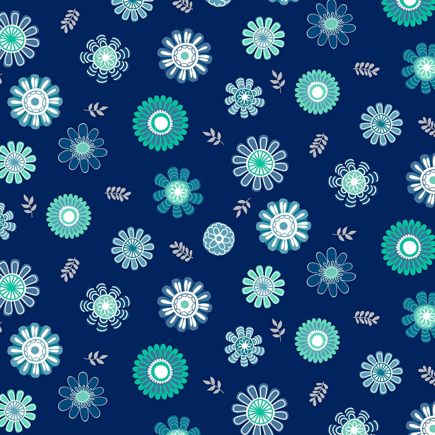 CLEARANCE Navy Blossoms Toss - Wilmington Prints Cotton