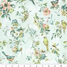 CLEARANCE Mint Crush Birds & Bouquets - Wilmington Prints Cotton