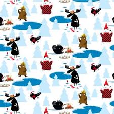 CLEARANCE Canadian Capers Ice Fishing - Wilmington Prints Cotton