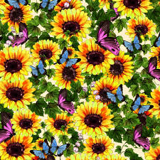 Sunflowers & Butterflies - KK Fabrics Cotton