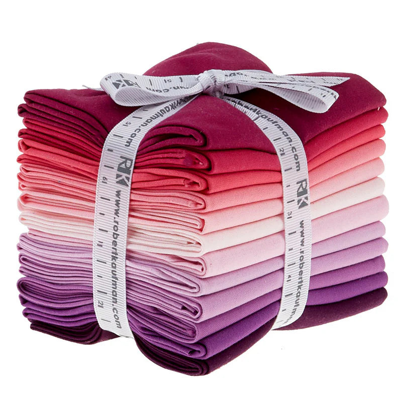 Fat Quarters - 12 piece Wildberry Kona Solids - Robert Kaufman Cotton