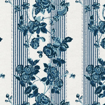 Trellis Rose Blue - Fabric Editions Cotton