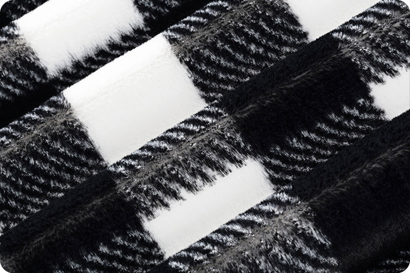 Luxe Cuddle Snow/Black Buffalo Check - Shannon Fabrics Minky (lcbuffchecksnowblack)