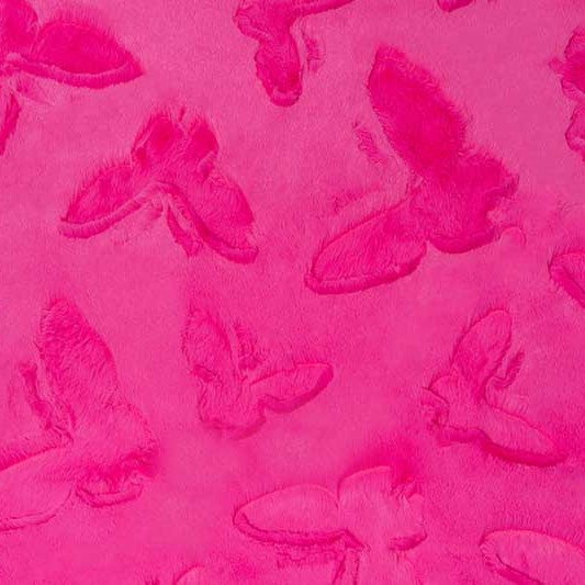 Think Pink Butterfly Embossed Luxe - Shannon Fabrics Cuddle Minky (lcbutterflythinkpink)