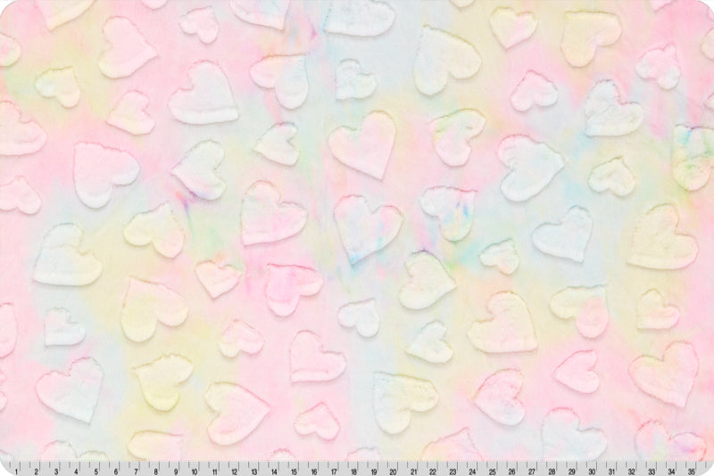 Pastel Sorbet Luxe Embossed Hearts - Shannon Fabrics Cuddle Minky
