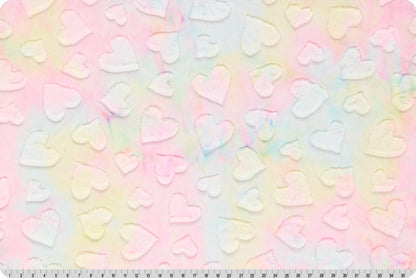 Pastel Sorbet Luxe Embossed Hearts - Shannon Fabrics Cuddle Minky