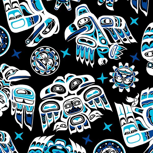 Native Spirit The Raven Black/Blue - Elizabeth's Studio Cotton