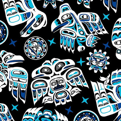 Native Spirit The Raven Black/Blue - Elizabeth's Studio Cotton