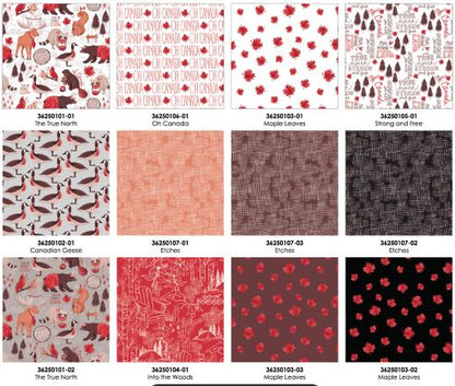Fat Quarters - 12 piece Oh Canada - Camelot Cotton
