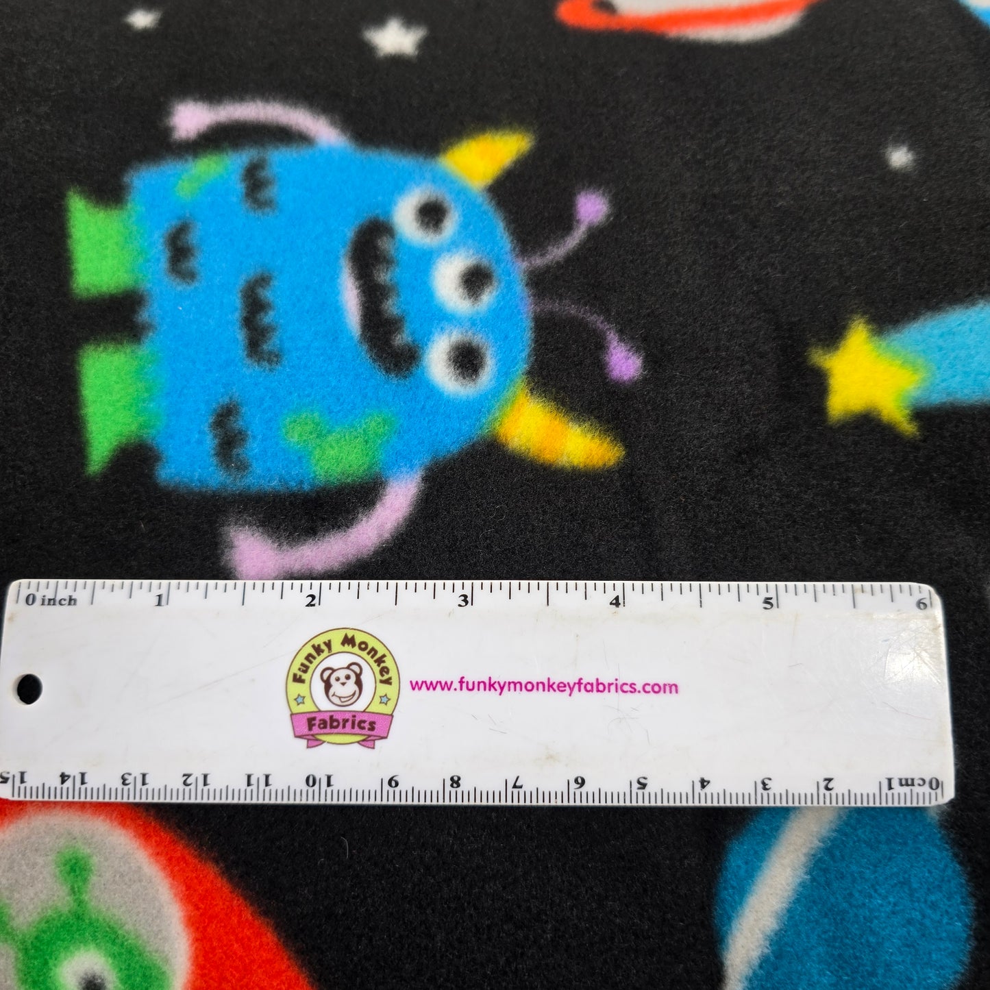 Space Monsters on Black- Windham Fleece